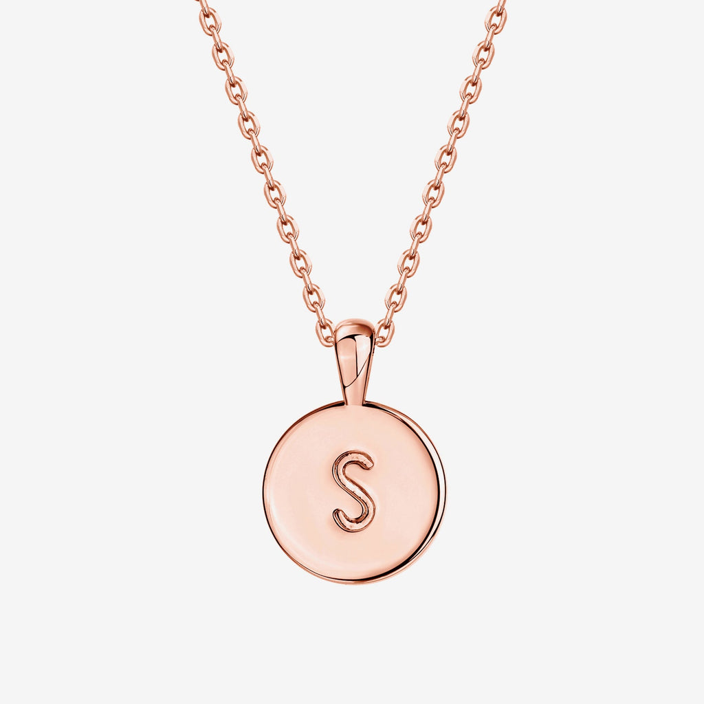 Initial Disc Pendant S, Rose Gold Necklace 