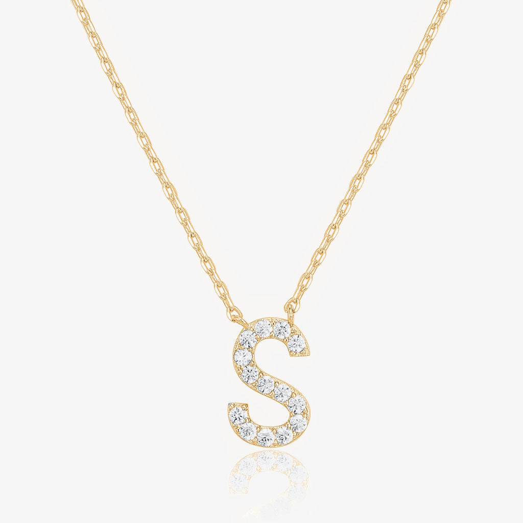Initial Necklace S, Yellow Gold Necklace 