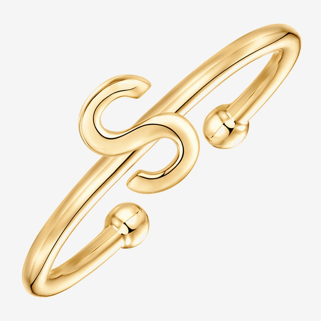 Thin Initial Ring S, Yellow Gold Ring 