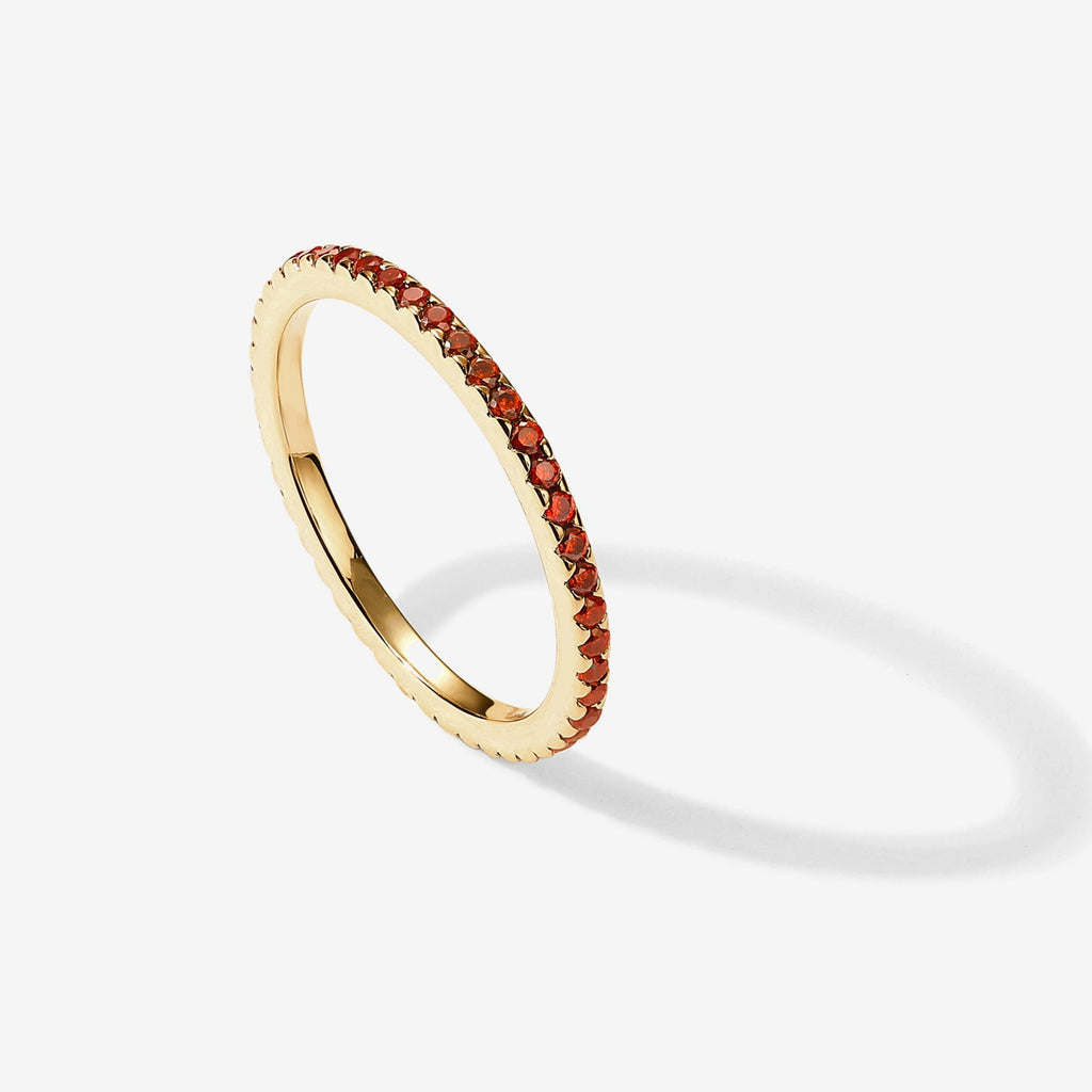 Colored Mila Eternity Band Garnet, Yellow Gold, 5, 6, 7, 8, 9 Ring 