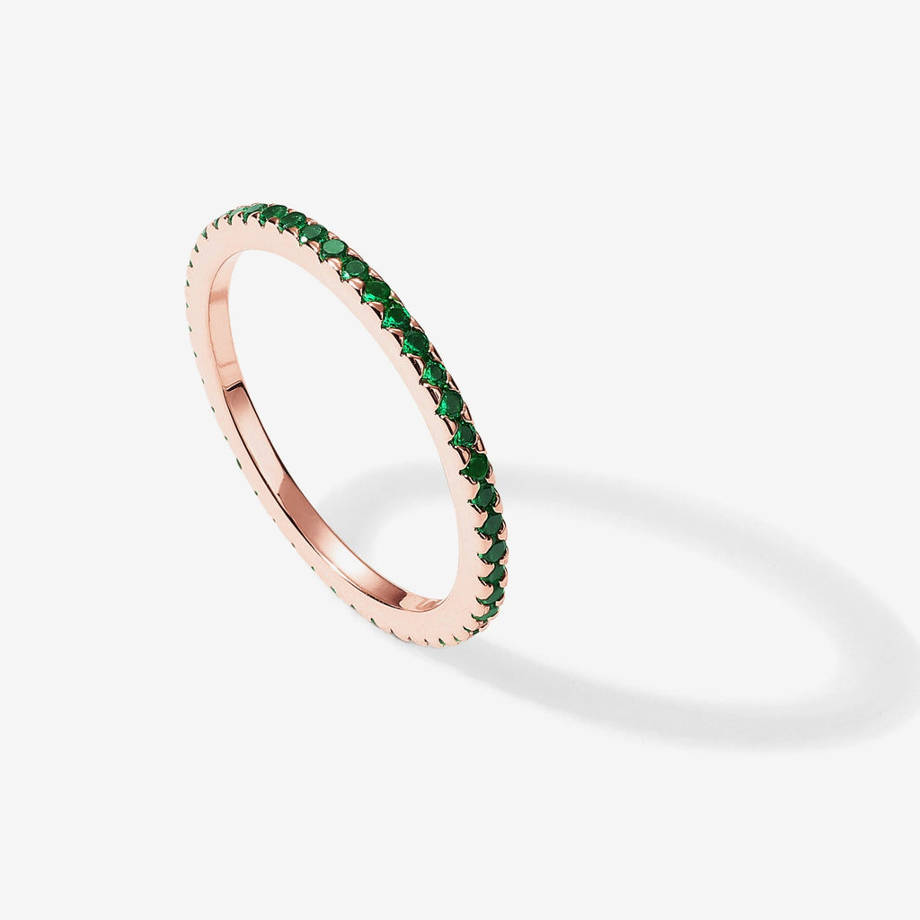 Colored Mila Eternity Band Green Cubic Zirconia, Rose Gold, 5, 6, 7, 8, 9 Ring 