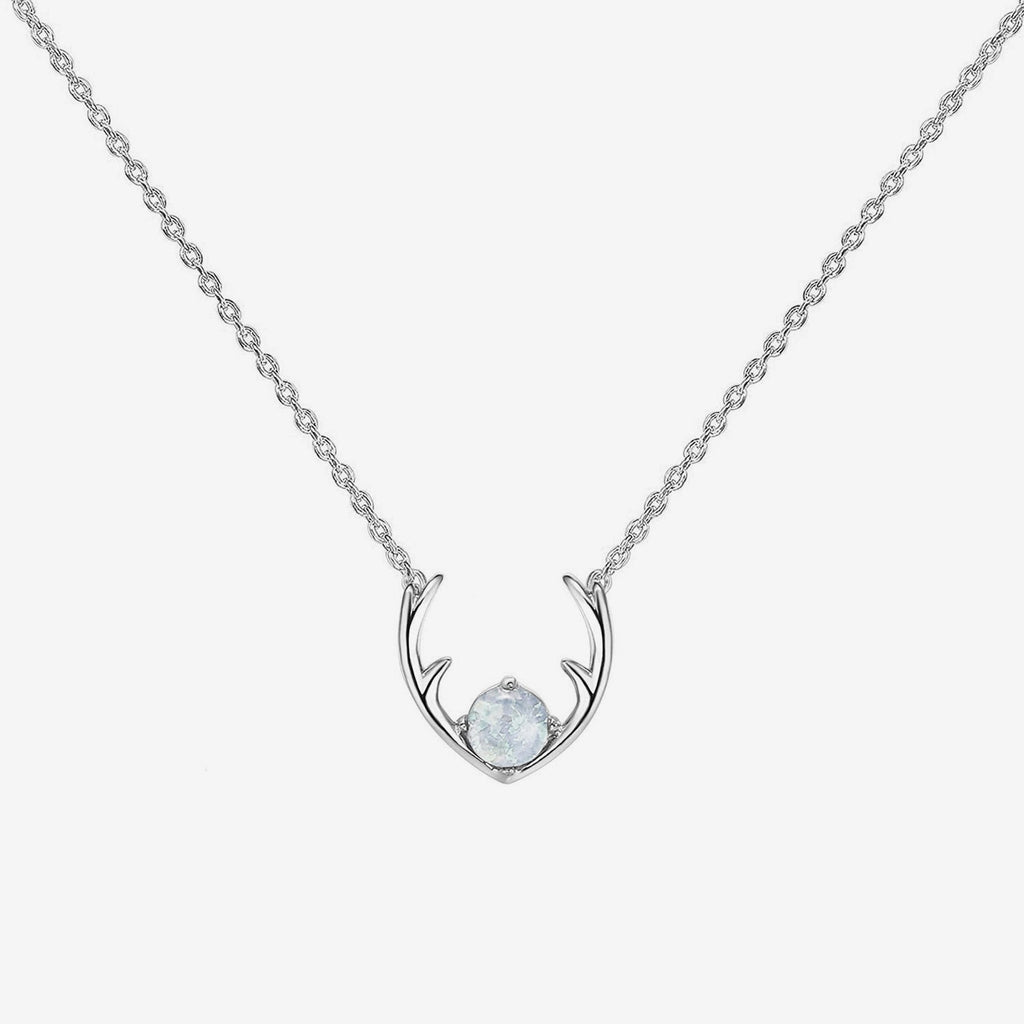 Antler Necklace White Gold White Opal Necklace 