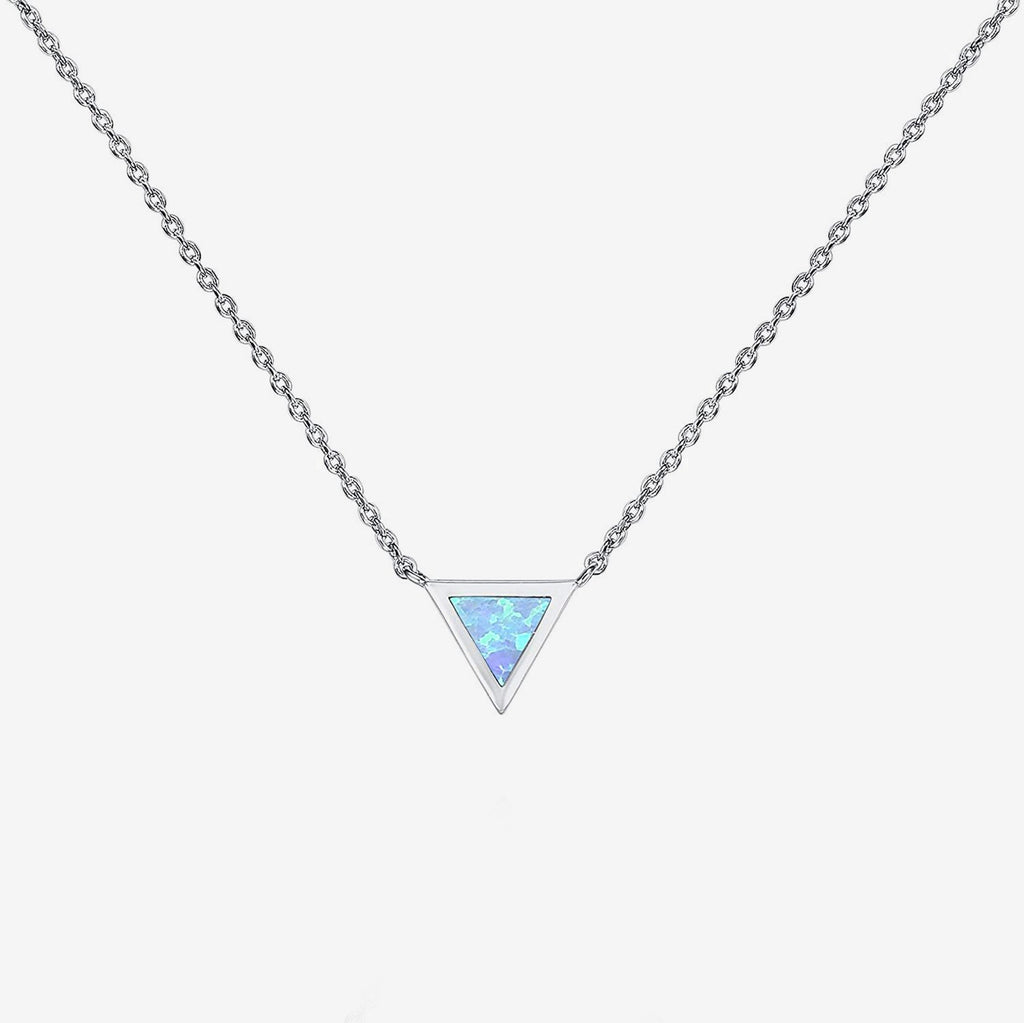 Trinity Necklace White Gold Blue Opal Necklace 