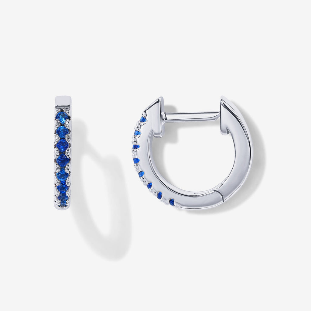 Colored Josephine Huggies White Gold, Spinel Blue Earring 