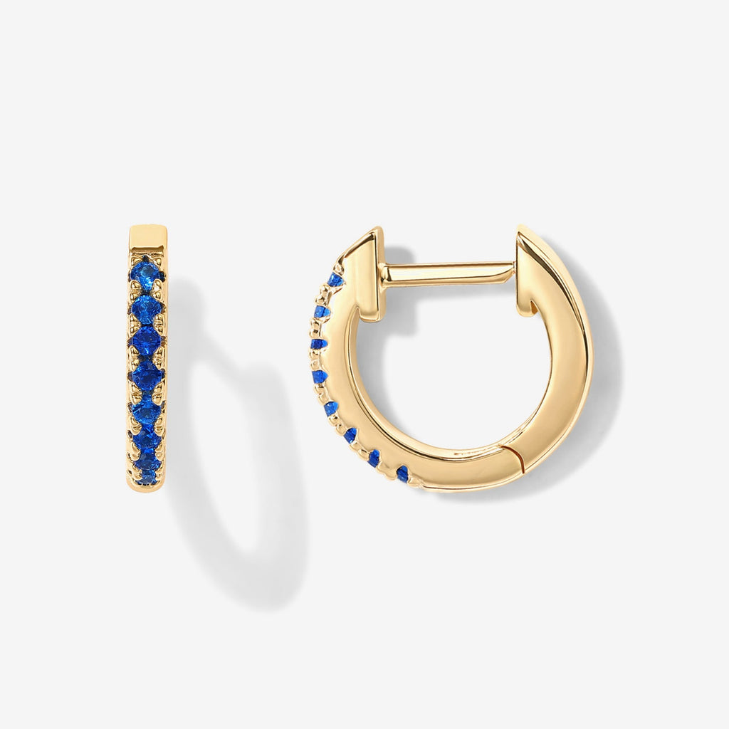 Colored Josephine Huggies Yellow Gold, Spinel Blue Earring 