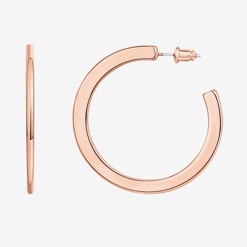 Flat Gold Hoops 45mm, Rose Gold Earring 