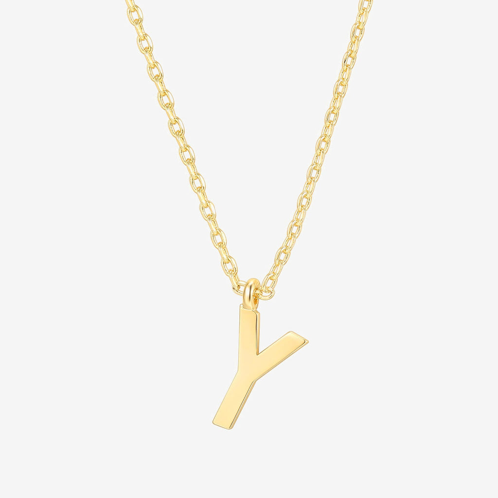 Initial Pendant Y, Yellow Gold Necklace 