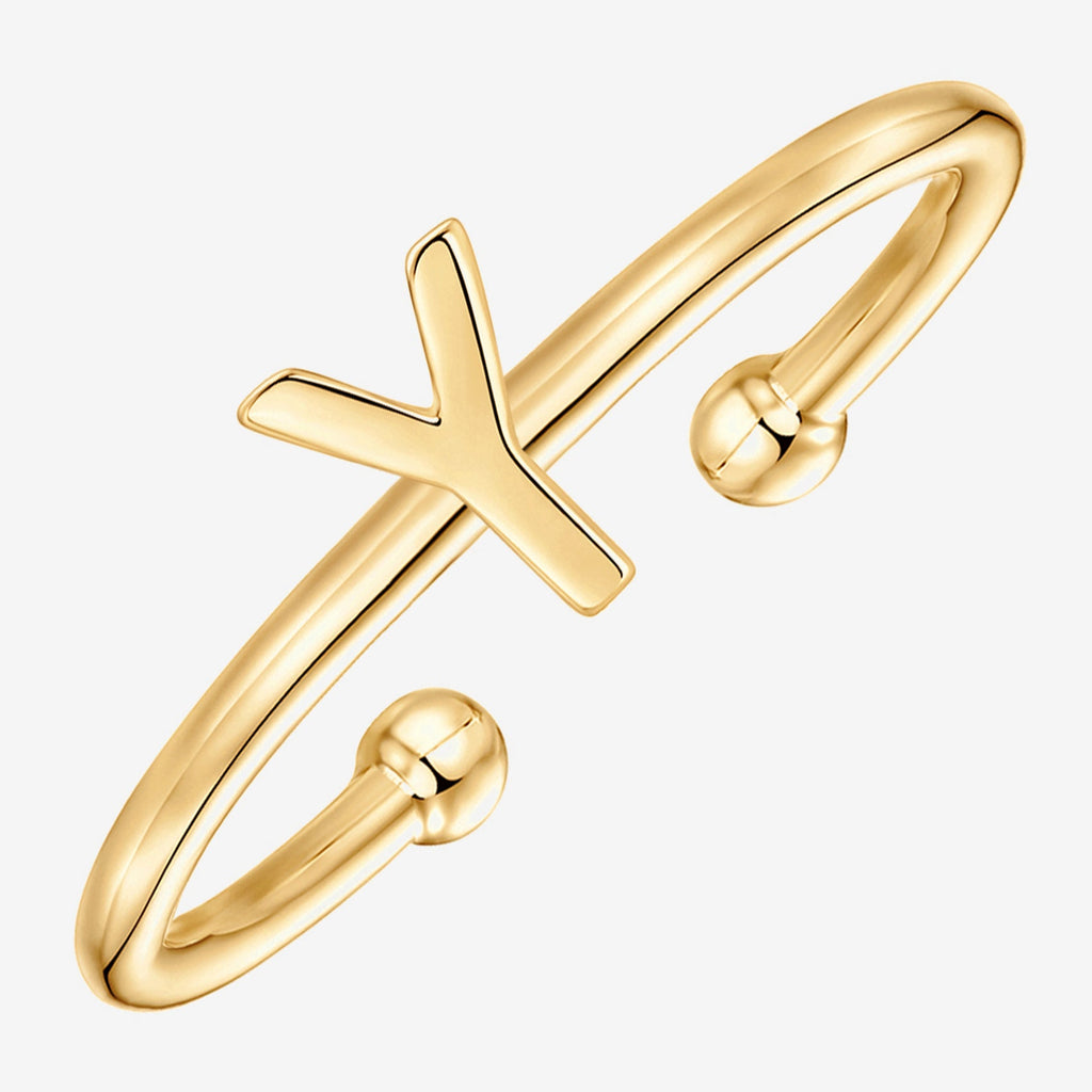 Thin Initial Ring Y, Yellow Gold Ring 