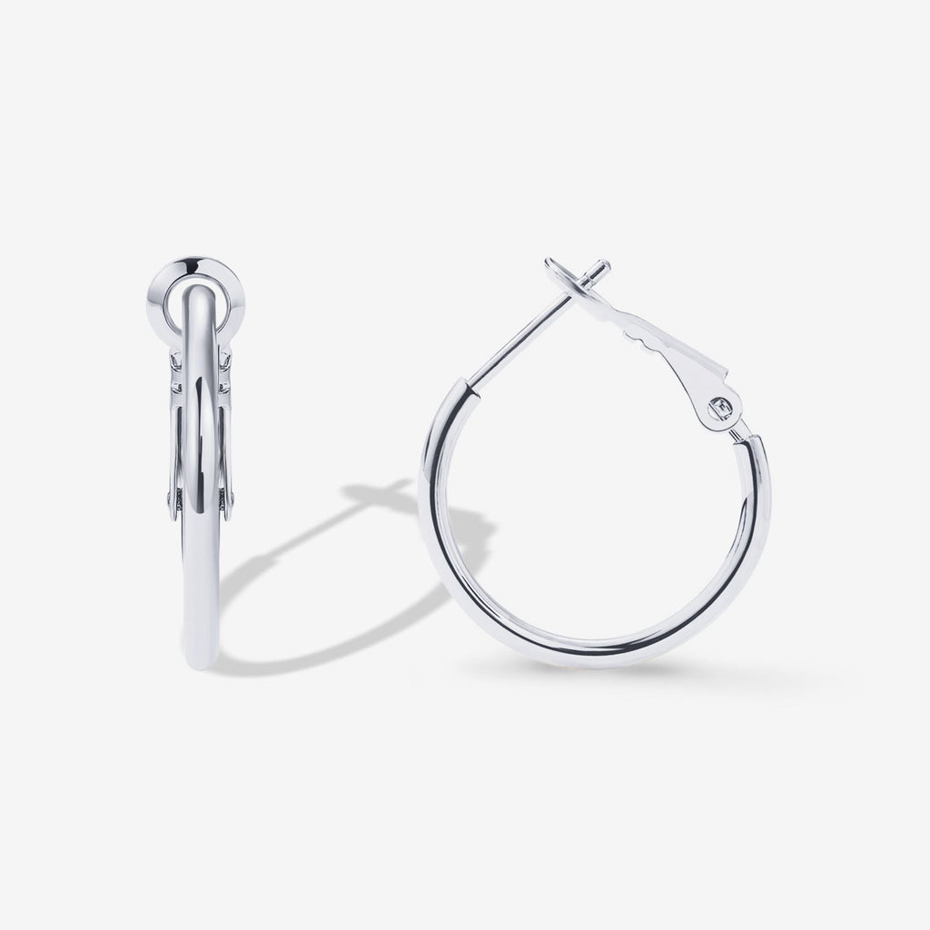 Clasp Back Thin Hoops White Gold, 20 Millimeters Earring 