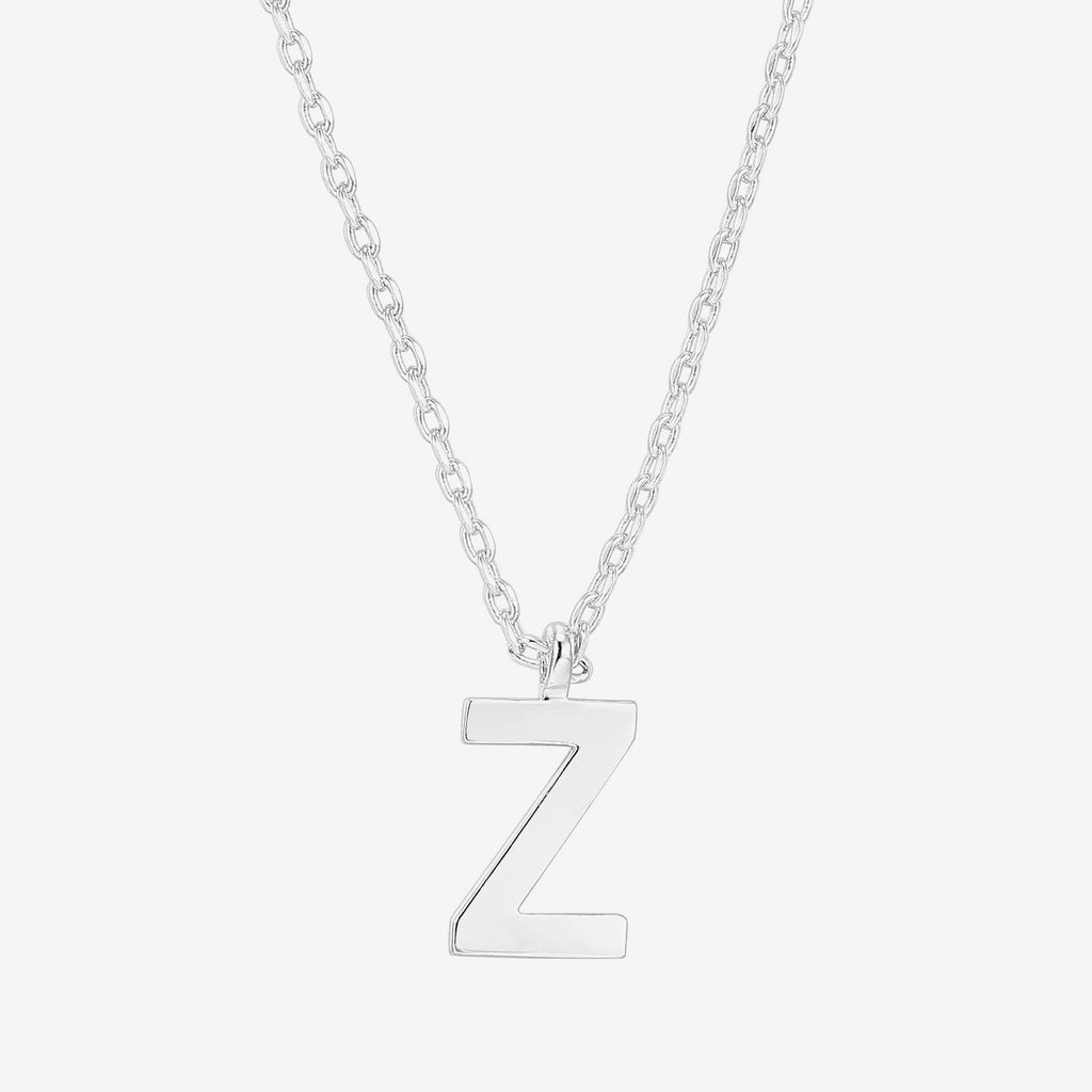 Initial Pendant Z, White Gold Necklace 