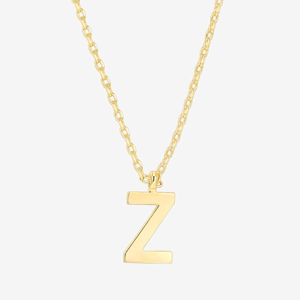 Initial Pendant Z, Yellow Gold Necklace 