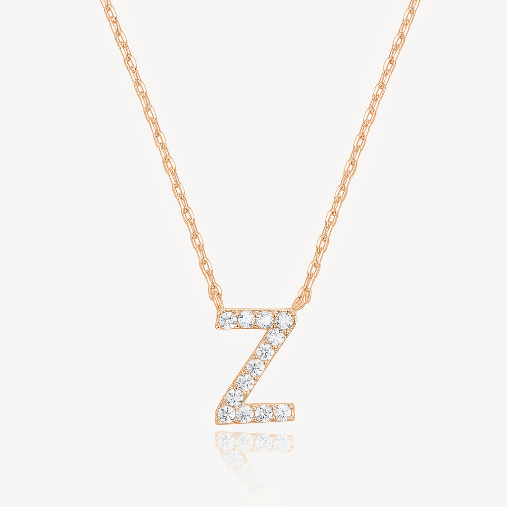 Initial Necklace Z, Rose Gold Necklace 