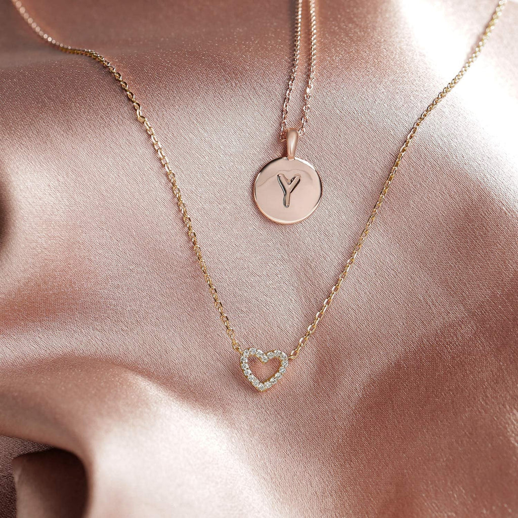 Open Heart Necklace Yellow Gold Necklace 