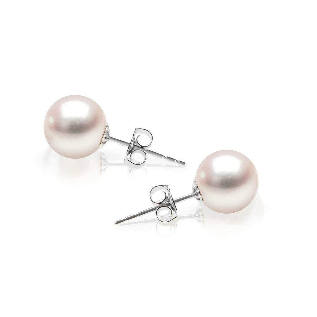 Round White Freshwater Cultured Pearl Earrings 5mm, 6mm, 7mm, 8mm, 9mm, 10mm Earring 