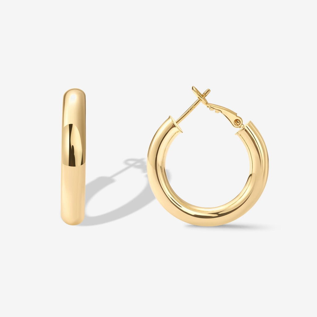 Clasp Back Chunky Hoops Yellow Gold, 30 Millimeters Earring 